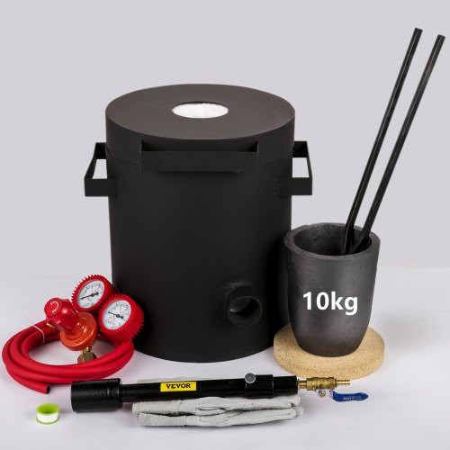 Propane Melting Furnace, 2462°F, 10 KG Metal Foundry Furnace Kit with Graphite Crucible and Tongs, Casting Melting Smelting Refining Precious Metals Like Gold Silver Aluminum Copper Brass Bronze