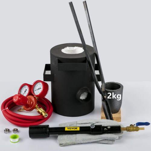 Propane Melting Furnace 2KG, 2462°F, Metal Foundry Furnace Kit with Graphite Crucible and Tongs, Casting Melting Smelting Refining Precious Metals Like Gold Silver Aluminum Copper Brass Bronze
