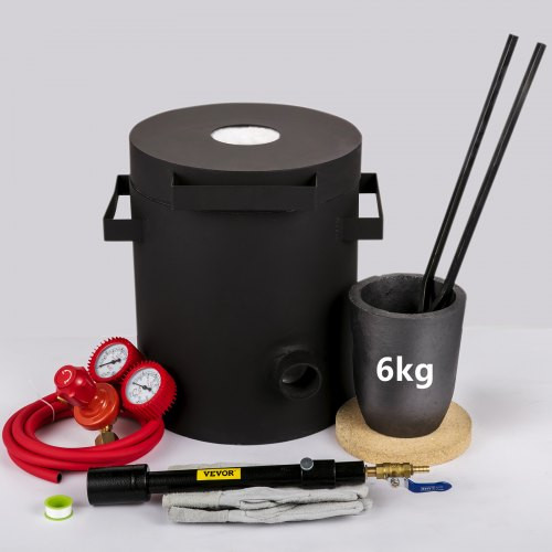 Propane Melting Furnace, 2462°F, 6 KG Metal Foundry Furnace Kit with Graphite Crucible and Tongs, Casting Melting Smelting Refining Precious Metals Like Gold Silver Aluminum Copper Brass Bronze