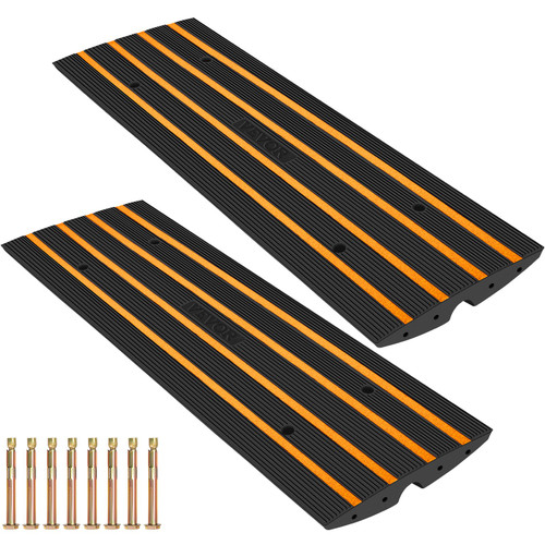 Driveway Curb Ramp, 2 Pack 1 Channel Curb Bridge, 22046 Lbs Capacity Rubber Driveway Curb Bridge, 2.6" Rise Curbside Bridge Ramp for Driveway, Loading Dock, Garage, Sidewalk, Car, Truck, Scooter
