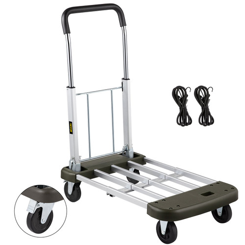 Folding Hand Cart 330 lb Capacity Dolly Truck w/ 4 Wheels Luggage Trolley