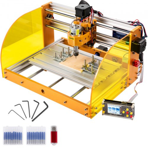 CNC Router Machine, 3018-PRO w/GRBL Offline Control, Limit Switches & Emergency-Stop, PCB PVC Wood leather Engraving Machine, Dustproof Safe Acrylic Baffle, XYZ Working Area 300 x 180 x 45mm