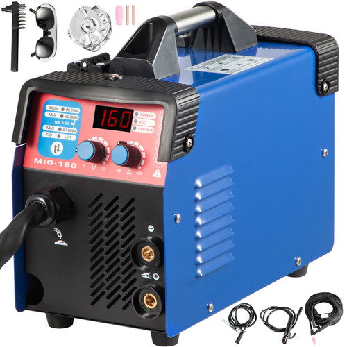 MIG Welder, 160A Welding Machine, 3 in 1 Combo MMA/MIG/LIFT TIG Welder Machine, Flux Core Welder, MIG 160 Portable Welding Machine, MIG welding equipment with 1 KG Welding Wire Stick Welder