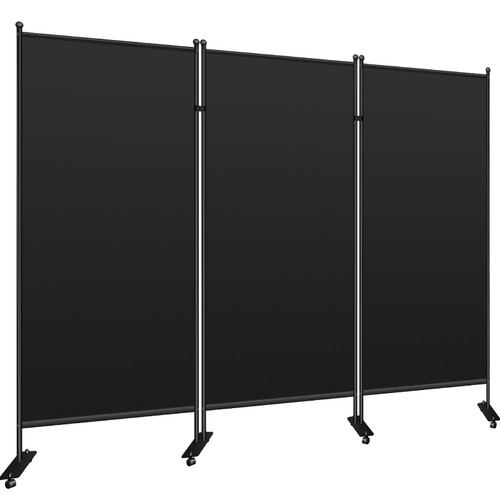 Office Partition 89" W x 14" D x 73" H Room Divider Wall 3-Panel Office Divider Folding Portable Office Walls Divider with Non-See-Through Fabric Room Partition Black for Room Office Restaurant