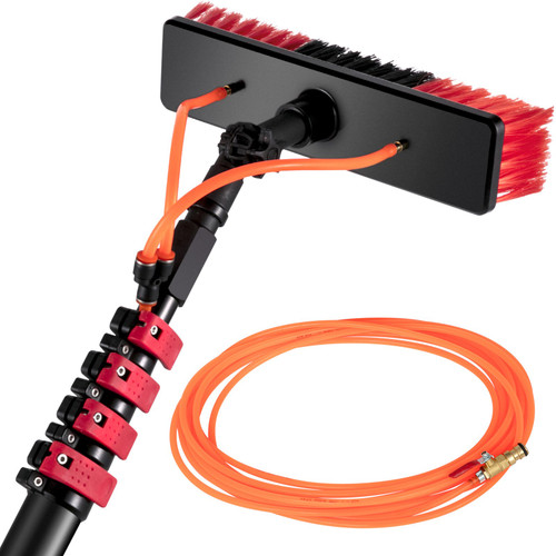 Water Fed Pole Kit, 20ft Length Water Fed Brush, 6m Water Fed Cleaning System, Aluminum Outdoor Window Cleaner w/ 17ft Hose, Cleaning And Washing Tool For Window Glass, Solar Panel