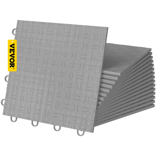 Garage Tiles Interlocking, 12'' x 12'', 25 pcs, Silver Garage Floor Covering Tiles, Non-Slip Diamond Plate Garage Flooring Tiles, Support up to 55,000 lbs for Basements, Gyms, Repair Shops