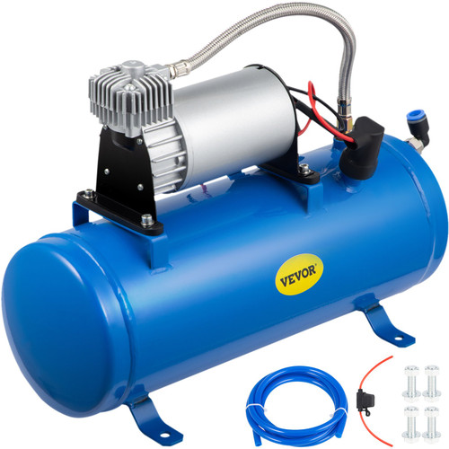 12V Train Horn Air Compressor with Tank 150PSI Air Car Compressor Portable Tire Inflator with 6 Liter Tank 1.6 Gallon for Train Horns Motorhome Tires