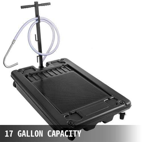 Low Profile Oil Drain Pan 17 Gallon Oil Drain Pan with Electric Pump 64L Oil Change Pan with 10' Hose for Car SUV Trailer Draining Oil