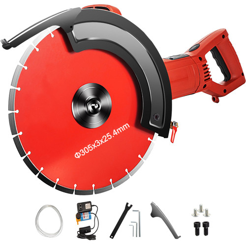 Electric Concrete Saw, 12" Concrete Cutter, 15-Amp Concrete Saw, Electric Circular Saw with 12" Blade and Tools, Masonry Saw for Granite, Brick, Porcelain, Reinforced Concrete and Other Material
