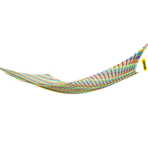 Climbing Cargo Net, 6.6 x 10.5 ft Playground Climbing Cargo Net, Polyester Double Layers Cargo Net Climbing Outdoor w/500lbs Weight Capacity, Rope Bridge Net for Tree House, Monkey Bar, Rainbow (Discontinued) See 200-YQKMC