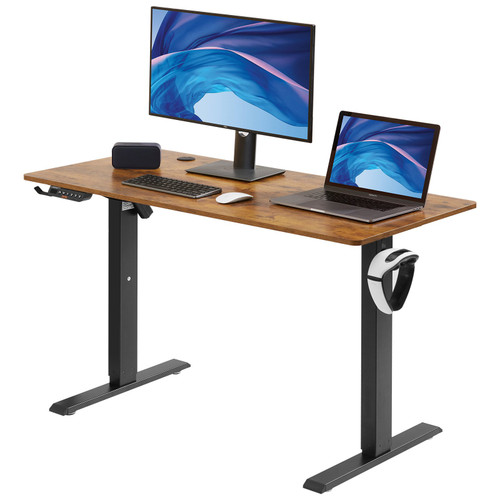 Height Adjustable Desk, 47.2 x 23.6 ini141.2m*0.6mi14, 3-Key Modes Electric Standing Desk, Whole Piece Desk Board, Sturdy Dual Metal Frame, Max. Loading 180 LBS Computer Sit Stand up Desk, for Home and Office