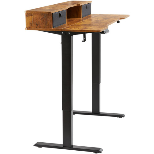 Height Adjustable Desk, 47.2" x 23.6" Electric Dual Monitor Riser Workstation, Whole Piece Desk Board Sit to Stand, 3-Key Modes Sturdy Dual Metal Frame,180LBS Capacity for Computer Home & Office