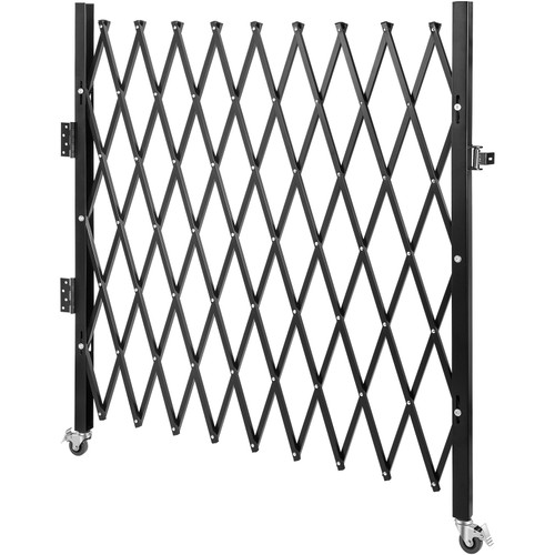 Single Folding Security Gate, 6-1/2' H x 7-1/2' W Folding Door Gate, Steel Accordion Security Gate, Flexible Expanding Security Gate, 360° Rolling Barricade Gate, Scissor Gate/Door with Padlock