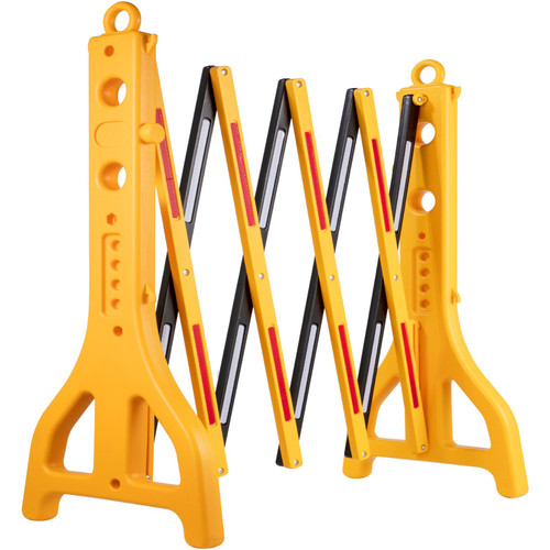 Expandable Mobile Barricade 8.3ft Width Plastic Barricade Water Filled Yellow Expandable Safety Barricades 38" Height Expandable Barricade Fence 1pcs Traffic Barricade w/Reflectors w/ 1 Chain