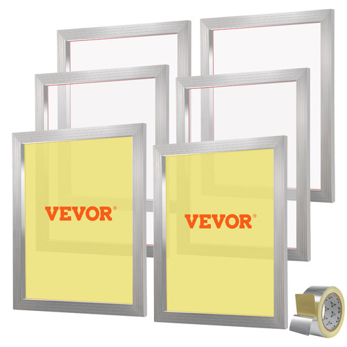 Screen Printing Kit, 6 Pieces Aluminum Silk Screen Printing Frames, 20x24inch Silk Screen Printing Frame with 305 Count Mesh, High Tension Nylon Mesh and Sealing Tape for T-shirts DIY Printing