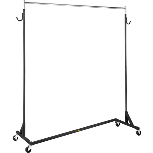 Z Rack, Industrial Grade Z Base Garment Rack, Height Adjustable Rolling Z Garment Rack, Sturdy Steel Z Base Clothing Rack w/Lockable Casters for Home Garment Store Display Commercial Use (Black)