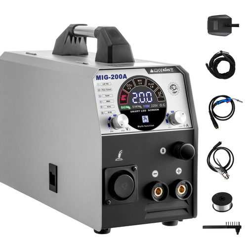 MIG TIG MMA Welder 200A Welding Machine 6 in 1 Combo Aluminum Welding Machine 110/220V Portable Flux Core Welder Automatic Wire Feeding Wire Dia. 0.68-1.0 MM w/1 KG Welding Wire Stick Welder (Discontinued) See 200-B0D1X7Z