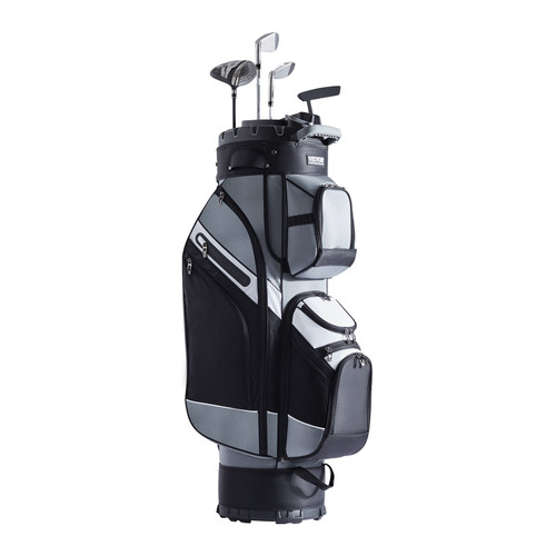 Golf Cart Bag with 14 Way Organizer Divider Top, 41a 13 Pockets Premium Nylon Cart Bag, Durable Golf Bags with Handles & Dust Cover & Detachable Straps for Men & Women, Black Color-Block