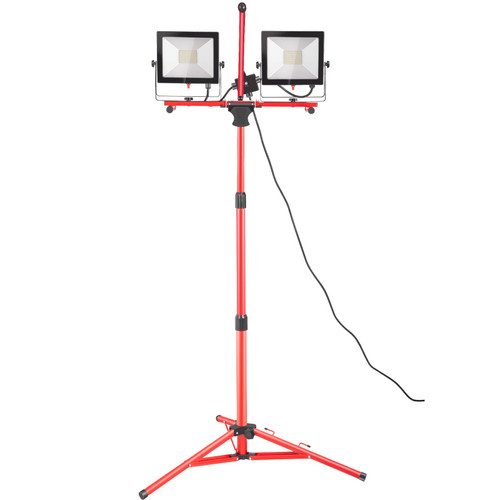 LED Work Light with Stand, 4200 Lumen Dual-head LED Work Light with 27.6"-68.1" Adjustable and Foldable Tripod Stand, IP65 Waterproofed LED Tripod Work Light, with 5000 Kelvin Color Temperature