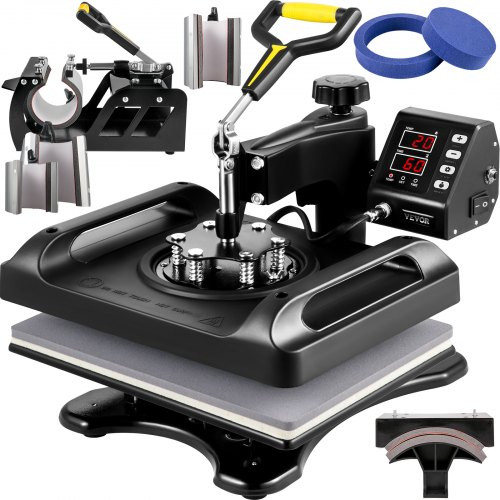 Upgrade Heat Press Machine ETL Quality & Safety Certificated 12 x 15 in 8 in 1 Heat Press Power-Saving Combo Multifunctional Sublimation 360°Rotation Heat Press Shirt Printing Machine Black