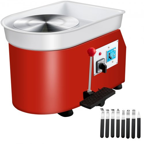 Pottery Wheel 25cm Pottery Forming Machine 250W Electric Pottery Wheel with Adjustable Feet Lever Pedal DIY Clay Tool with Tray for Ceramic Work Clay Art DIY Clay