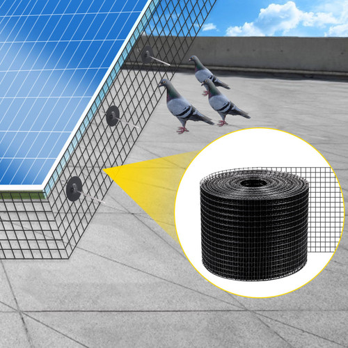 Solar Panel Bird Wire, 8inch x 98ft Critter Guard Roll Kit, Solar Panel Guard with 100pcs Stainless Steel Fasteners, Removable PVC Coated Guard Wire for Squirrel, Bird, Critters Proofing
