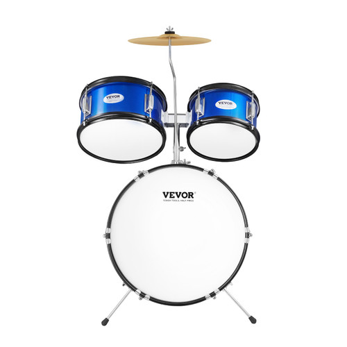 Kids Drum Set, 5-Piece, 16 in Beginner Full Drum Set with Bass Toms Snare Floor Drum Adjustable Throne Cymbal Hi-Hat Pedal and Two Pairs of Drumsticks, Starter Drum Kit for Child Kids, Blue