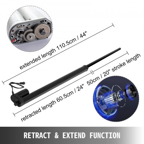Electric Actuator 20 Inches Electric Cylinder 12V Actuator Electric Actuators 900N Heavy Duty Actuators with Mounting Bracket for Recliner TV Table Lift Massage Bed Electric Sofa