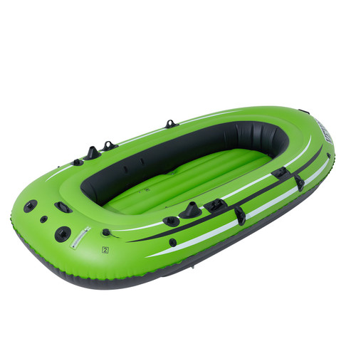 Inflatable Boat, 5-Person Inflatable Fishing Boat, Strong PVC Portable Boat Raft Kayak, 45.6" Aluminum Oars, High-Output Pump, Fishing Rod Holders, and 2 Seats, 1100 lb Capacity for Adults, Kids