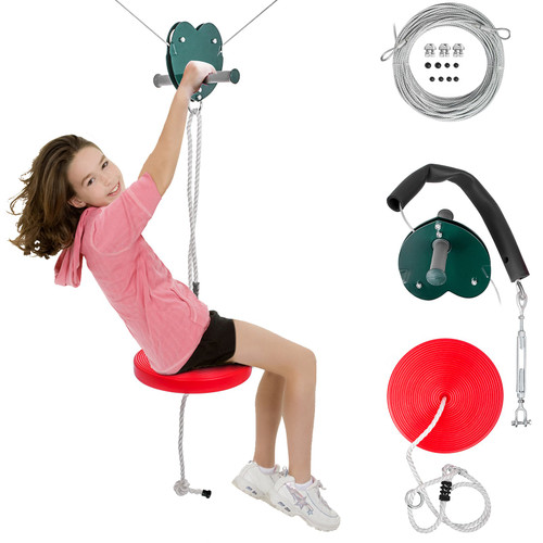 Zipline Kit 100ft Ultimate Zip Line Kit Toys With Seat Trolley Stainless Steel