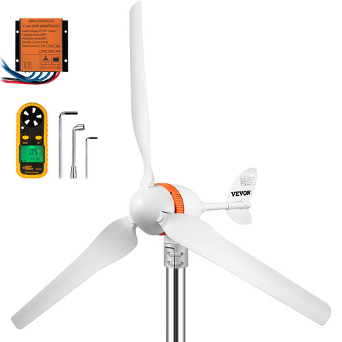 Wind Turbine Generator, 12V/AC Wind Turbine Kit, 400W Wind Power Generator with MPPT Controller 3 Blades Auto Adjust Windward Direction Suitable for Terrace, Marine, Motor Home, Chalet, Boat