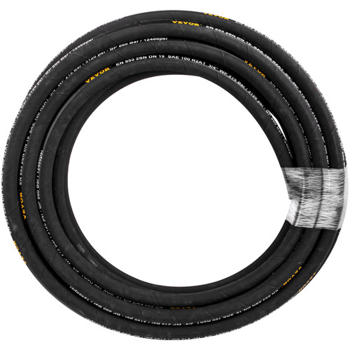 Hydraulic Hose 1/4 inch x 100 ft, Coiled Hydraulic Hose 5800 PSI, Rubber Hydraulic Hose with 2 High-Tensile Steel Wire Braid, Bulk Hydraulic Hose -20" to 140™, Hydraulic Oil Flexible Hose