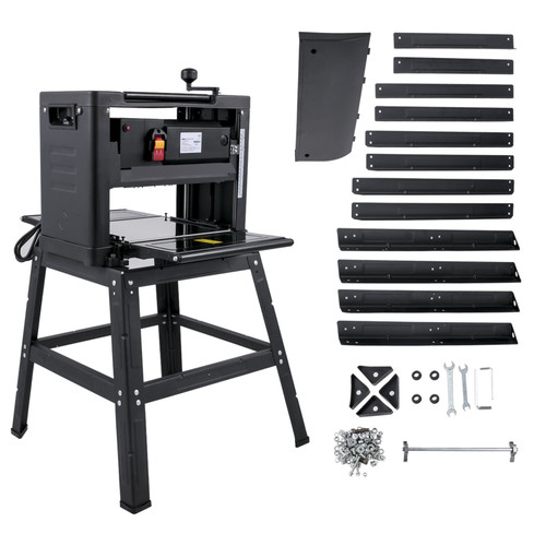 Thickness Planer 12.5inch Thickness Planer Woodworking 15AMP Double Cutter Benchtop Thickness Planer 1500W with Free 1 Set Blade and Stand Heavy Duty Dust Exhaust for Woodworking