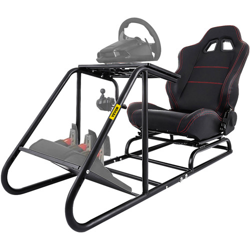 Racing Wheel Stand, Pedal and Seat Adjustable Racing Simulator Cockpit, Carbon Steel Gaming Wheel Stand, Game Chair Highly Compatible with Logitech Wheels, Thrustmaster Wheels, PS3/4, Xbox 360
