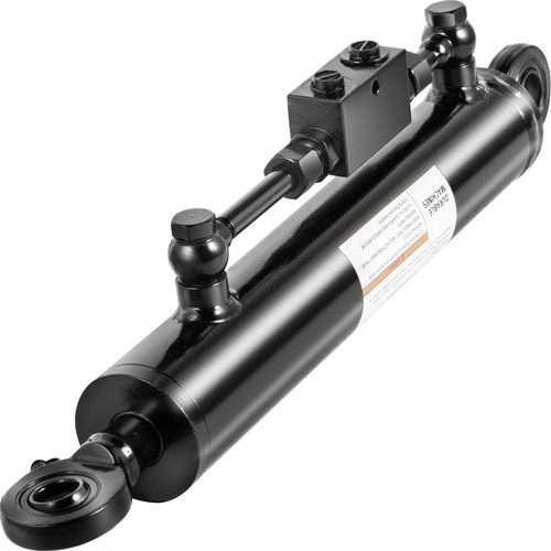 Double Acting Hydraulic Cylinder 2" Bore, Top Link Hydraulic Cylinder 10" Stroke, Retracted 20" Extended 28" Hydraulic Side Link Swivel Eye Bearing w/ Check Valve for Tractors, Category 1, 2