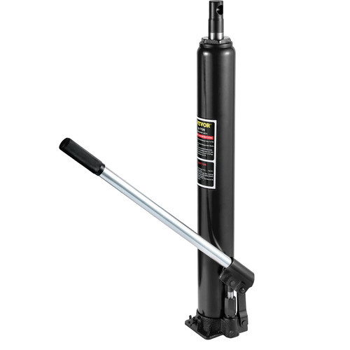 Hydraulic Long Ram Jack, 8 Tons/17636 lbs Capacity, with Single Piston Pump and Clevis Base, Manual Cherry Picker w/Handle, for Garage/Shop Cranes, Engine Lift Hoist, Black