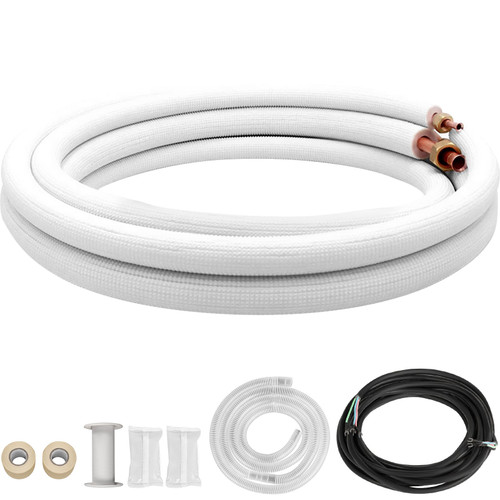 Mini Split Copper Line Set 16ft Length, 3/8" & 5/8" OD Copper Pipes for Mini Split Air Conditioner, Flared Copper Lines White, Mini Split Line Set for Heat Pump System Line Set for 24000 BTU