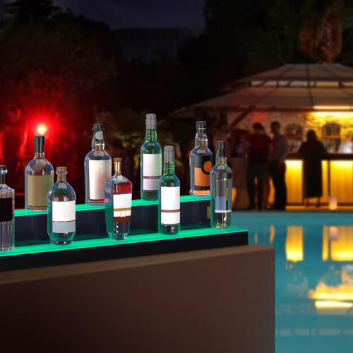 LED Lighted Liquor Bottle Display Bar Shelf RF & App Control 40" 2-Step