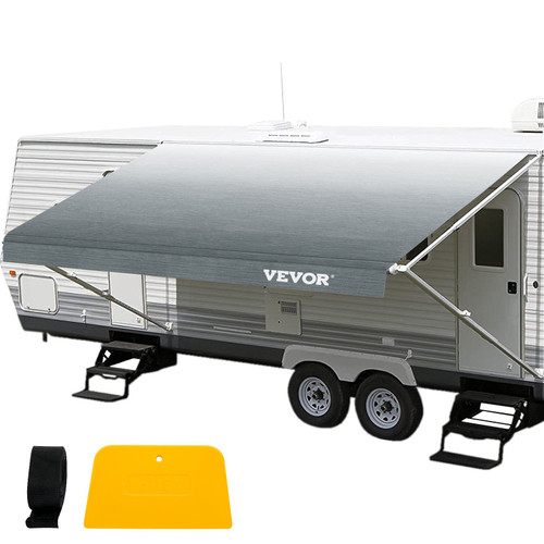RV Awning, Awning Replacement Fabric 15 FT, Gray Fade RV Awning Replacement, 15oz Vinyl Material Replacement Awning, Sun Shade and Waterproof Camper Fabric Size: 14 ft 2 in