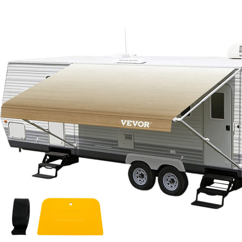 RV Awning 21 ft, Awning Replacement Fabric 20'2", Brown Fade RV Awning Replacement, 15oz Vinyl Material Replacement Awning, Sun Shade and Waterproof Camper Awning Replacement Fabric