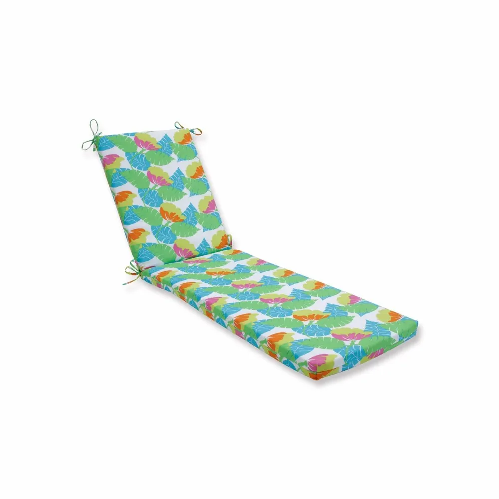 80″ Blue and Green Tropical UV Resistant Outdoor Patio Chaise Lounge Cushion