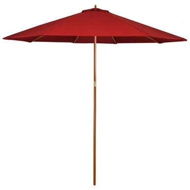 Vibrant Red 8.5ft Outdoor Patio Market Umbrella with Wooden Pole – Stylish Shade for Your Outdoor Space