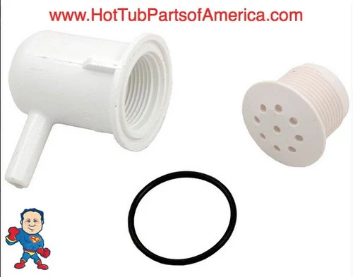 White Salt & Pepper Air Injector Jet – Top Flo 3/8″ 90° Barb – Waterway Replacement Part