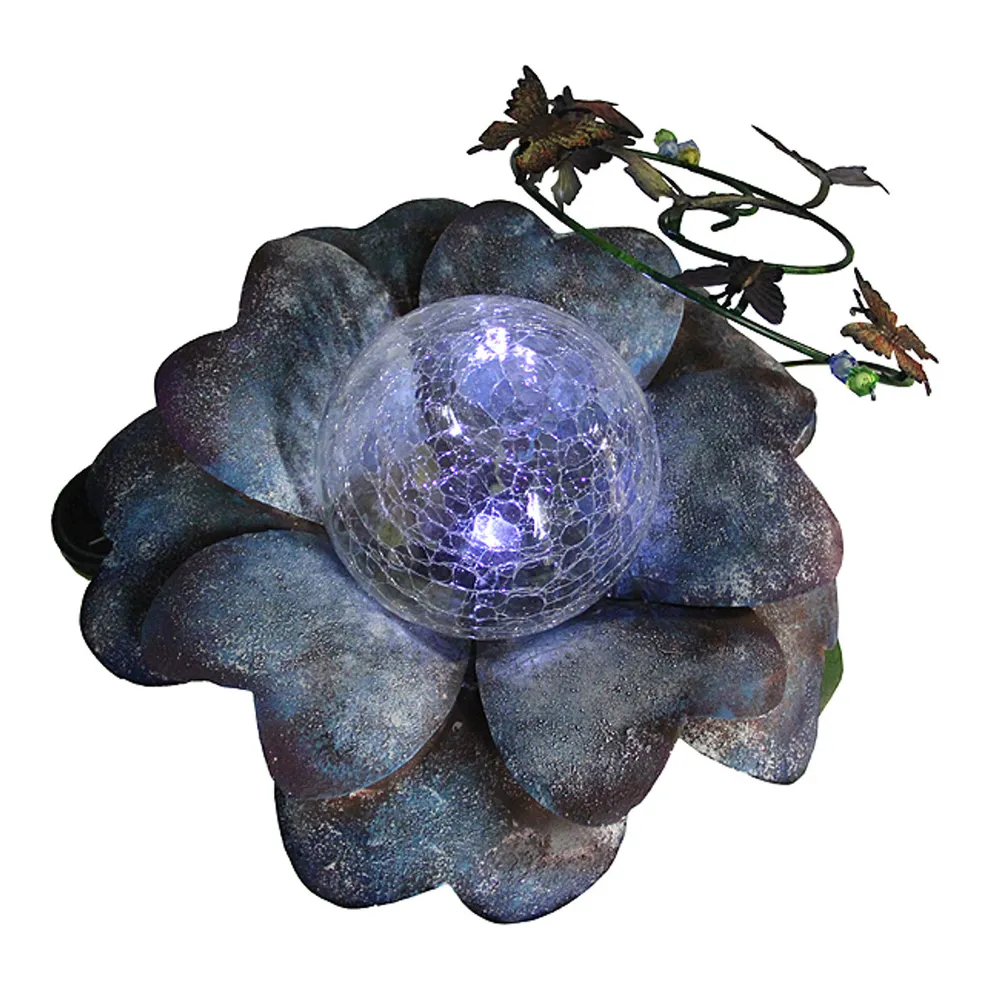 15″ Blue LED Lighted Solar Powered Flower Garden Lawn Stake